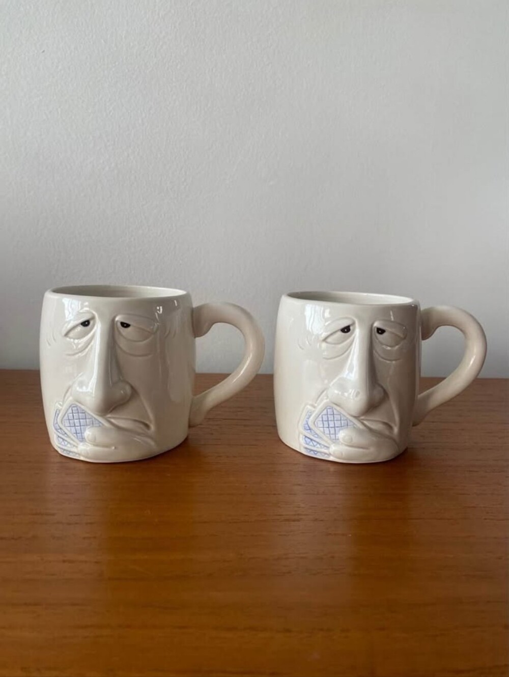 Great Faces by Fitz & Floyd Poker Mugs 1980s